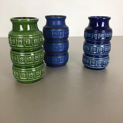 Multi-Color Pottery Fat Lava Vases by Scheurich, Germany, 1970s, Set of 3-QZ-1101357