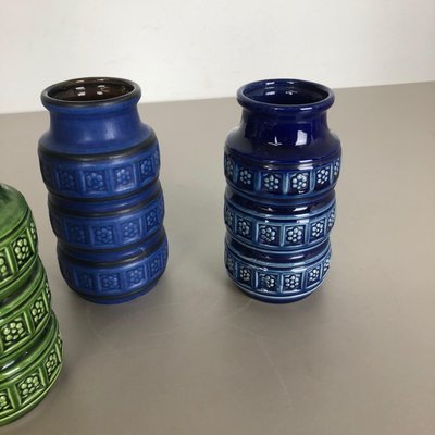 Multi-Color Pottery Fat Lava Vases by Scheurich, Germany, 1970s, Set of 3-QZ-1101357