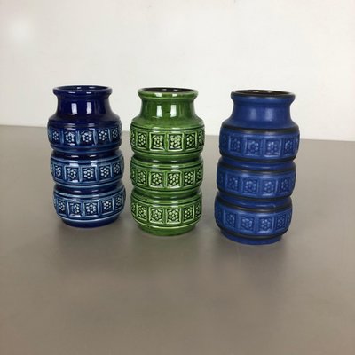 Multi-Color Pottery Fat Lava Vases by Scheurich, Germany, 1970s, Set of 3-QZ-1101357