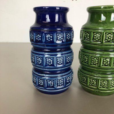 Multi-Color Pottery Fat Lava Vases by Scheurich, Germany, 1970s, Set of 3-QZ-1101357