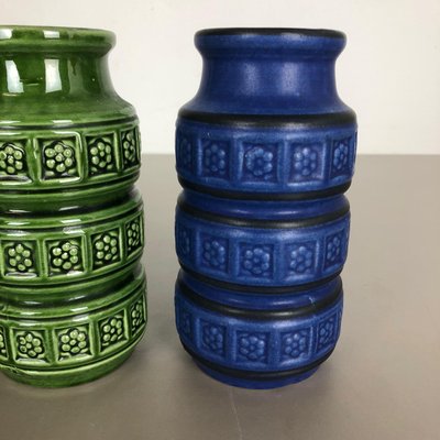 Multi-Color Pottery Fat Lava Vases by Scheurich, Germany, 1970s, Set of 3-QZ-1101357