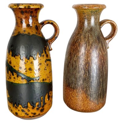 Multi-Color Pottery Fat Lava Vases from Scheurich, 1970s, Set of 2-QZ-1283910