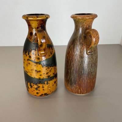 Multi-Color Pottery Fat Lava Vases from Scheurich, 1970s, Set of 2-QZ-1283910