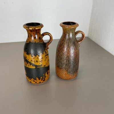 Multi-Color Pottery Fat Lava Vases from Scheurich, 1970s, Set of 2-QZ-1283910