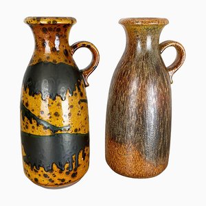 Multi-Color Pottery Fat Lava Vases from Scheurich, 1970s, Set of 2-QZ-1283910