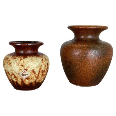 Multi-Color Pottery Fat Lava Vases from Scheurich, Germany, 1970s, Set of 2-QZ-1124211