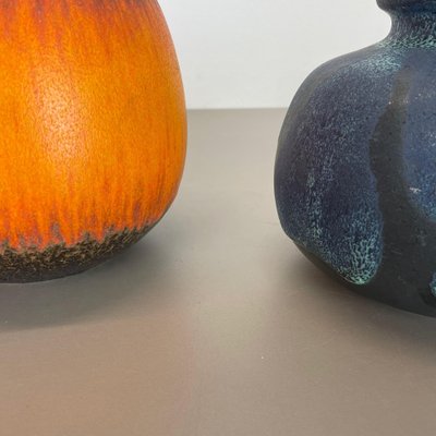 Multi-Color Pottery Fat Lava Vases from Scheurich, Germany, 1970s, Set of 2-QZ-1298046