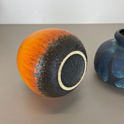 Multi-Color Pottery Fat Lava Vases from Scheurich, Germany, 1970s, Set of 2-QZ-1298046