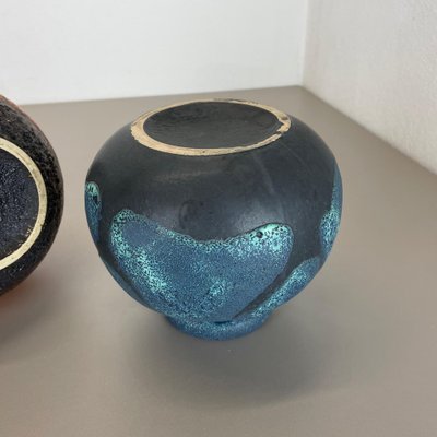 Multi-Color Pottery Fat Lava Vases from Scheurich, Germany, 1970s, Set of 2-QZ-1298046