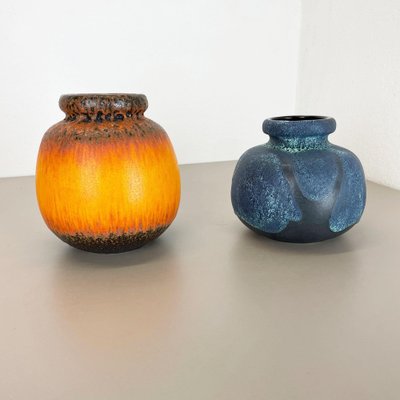 Multi-Color Pottery Fat Lava Vases from Scheurich, Germany, 1970s, Set of 2-QZ-1298046