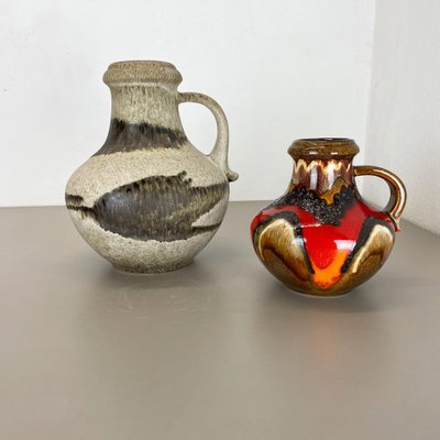 Multi-Color Pottery Fat Lava Vases from Scheurich, Germany, 1970s, Set of 2-QZ-1298048