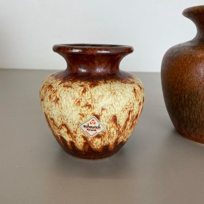 Multi-Color Pottery Fat Lava Vases from Scheurich, Germany, 1970s, Set of 2-QZ-1124211