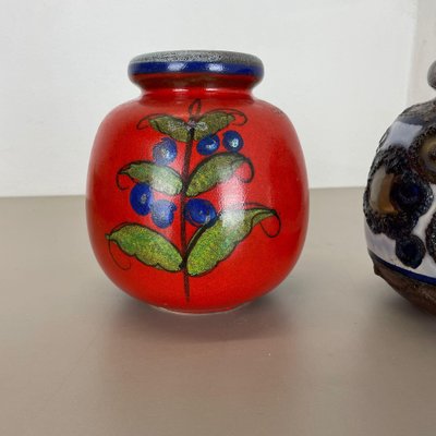 Multi-Color Pottery Fat Lava Vases from Scheurich, Germany, 1970s, Set of 2-QZ-1298043