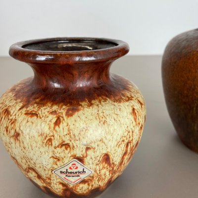 Multi-Color Pottery Fat Lava Vases from Scheurich, Germany, 1970s, Set of 2-QZ-1124211