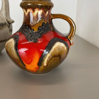 Multi-Color Pottery Fat Lava Vases from Scheurich, Germany, 1970s, Set of 2-QZ-1298048