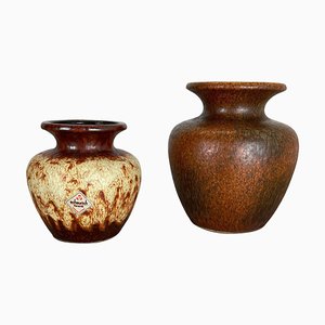 Multi-Color Pottery Fat Lava Vases from Scheurich, Germany, 1970s, Set of 2-QZ-1124211