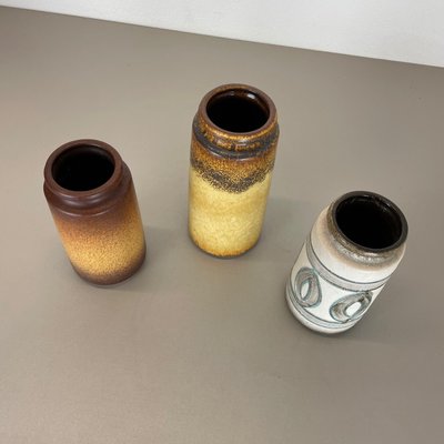 Multi-Color Pottery Fat Lava Vases from Scheurich, Germany, 1970s, Set of 3-QZ-1344878