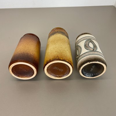 Multi-Color Pottery Fat Lava Vases from Scheurich, Germany, 1970s, Set of 3-QZ-1344878