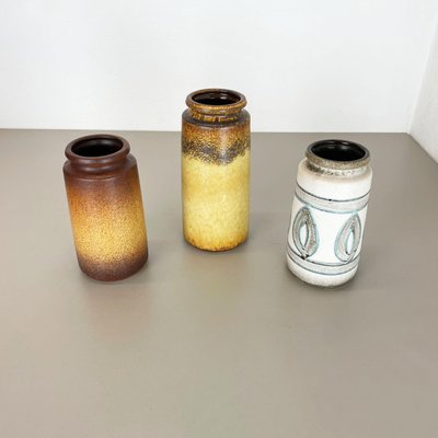 Multi-Color Pottery Fat Lava Vases from Scheurich, Germany, 1970s, Set of 3-QZ-1344878