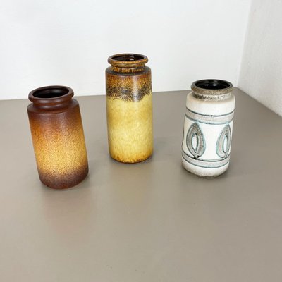 Multi-Color Pottery Fat Lava Vases from Scheurich, Germany, 1970s, Set of 3-QZ-1344878