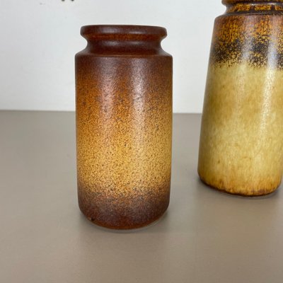 Multi-Color Pottery Fat Lava Vases from Scheurich, Germany, 1970s, Set of 3-QZ-1344878