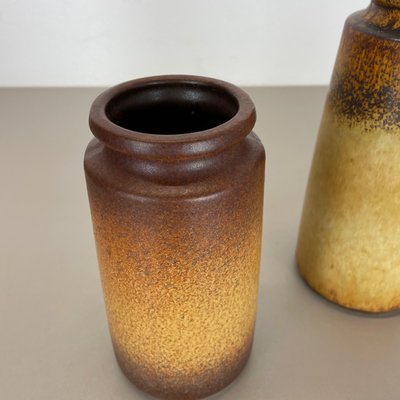 Multi-Color Pottery Fat Lava Vases from Scheurich, Germany, 1970s, Set of 3-QZ-1344878