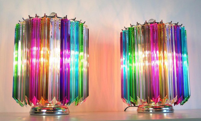 Multi-Color Quadriedri Table Lamp in Murano, 1990s, Set of 2-OVO-1235353