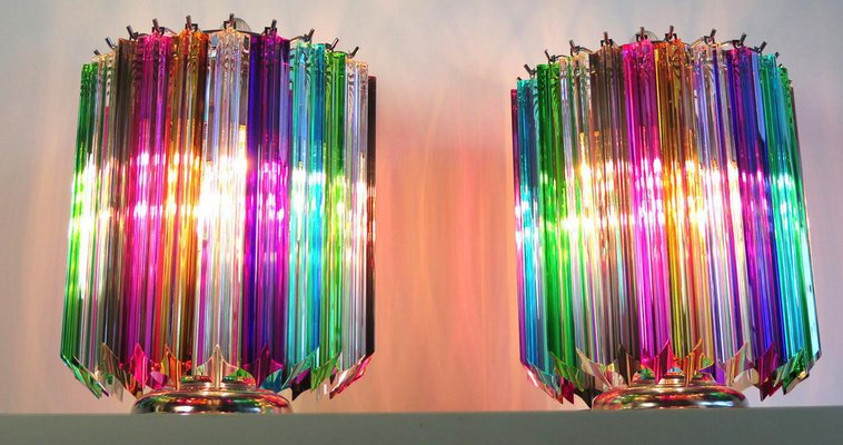 Multi-Color Quadriedri Table Lamp in Murano, 1990s, Set of 2-OVO-1235353