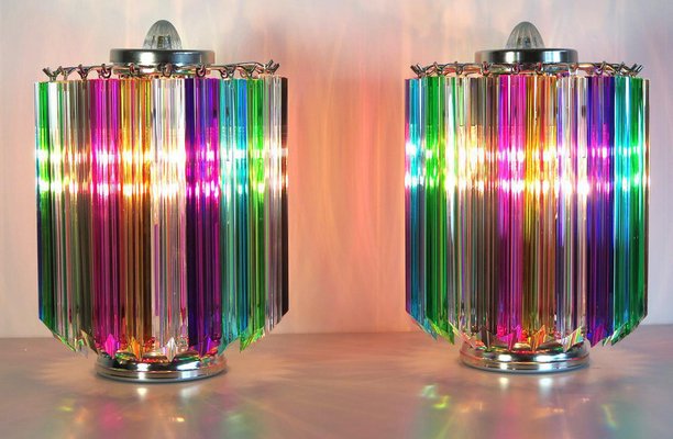 Multi-Color Quadriedri Table Lamp in Murano, 1990s, Set of 2-OVO-1235353