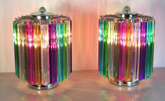 Multi-Color Quadriedri Table Lamp in Murano, 1990s, Set of 2-OVO-1235353