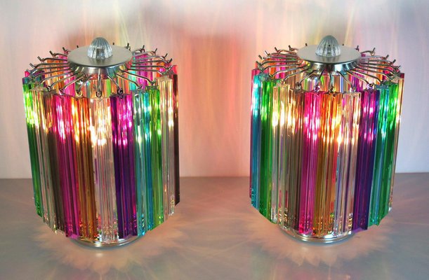 Multi-Color Quadriedri Table Lamp in Murano, 1990s, Set of 2-OVO-1235353