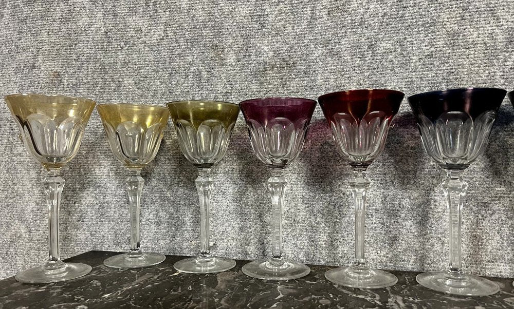 Multi Colored Crystal Wine Glasses, Set of 12