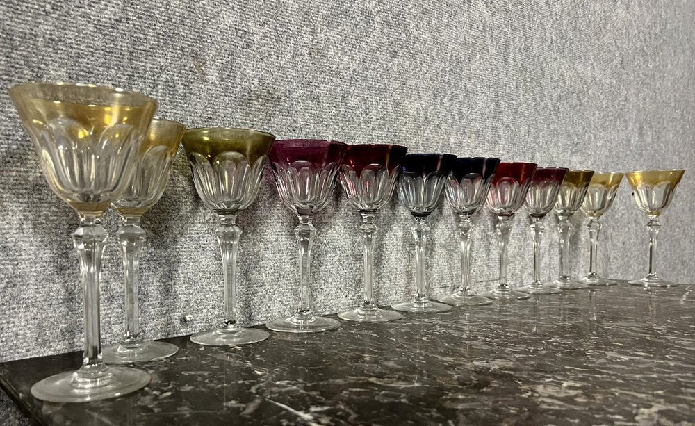 Multi Colored Crystal Wine Glasses, Set of 12