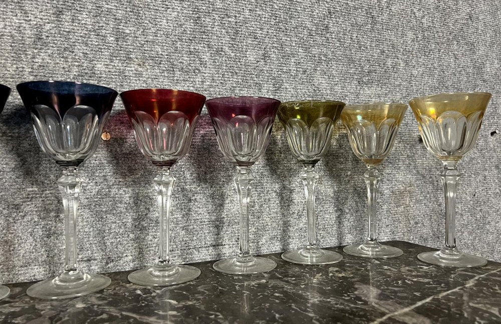 Multi Colored Crystal Wine Glasses, Set of 12