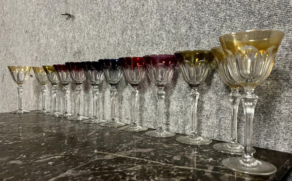 Multi Colored Crystal Wine Glasses, Set of 12