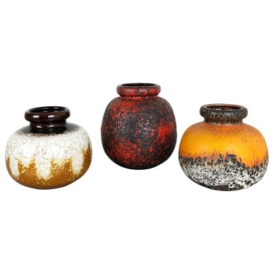 Multi-Colored Fat Lava Ceramic Vases from Scheurich, Germany, 1970s, Set of 3-QZ-1052965