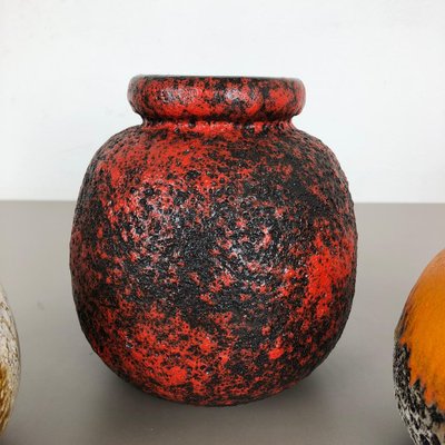 Multi-Colored Fat Lava Ceramic Vases from Scheurich, Germany, 1970s, Set of 3-QZ-1052965