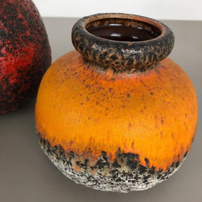 Multi-Colored Fat Lava Ceramic Vases from Scheurich, Germany, 1970s, Set of 3-QZ-1052965