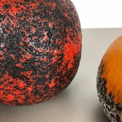 Multi-Colored Fat Lava Ceramic Vases from Scheurich, Germany, 1970s, Set of 3-QZ-1052965