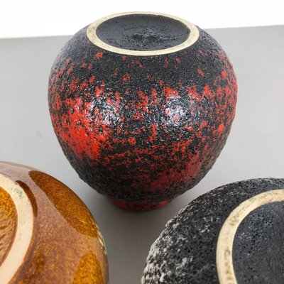 Multi-Colored Fat Lava Ceramic Vases from Scheurich, Germany, 1970s, Set of 3-QZ-1052965