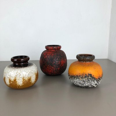 Multi-Colored Fat Lava Ceramic Vases from Scheurich, Germany, 1970s, Set of 3-QZ-1052965