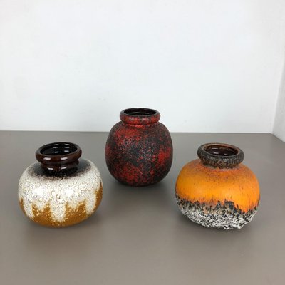 Multi-Colored Fat Lava Ceramic Vases from Scheurich, Germany, 1970s, Set of 3-QZ-1052965