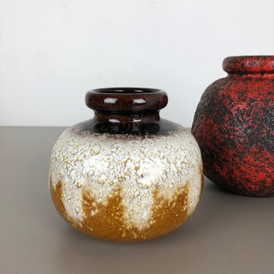 Multi-Colored Fat Lava Ceramic Vases from Scheurich, Germany, 1970s, Set of 3-QZ-1052965