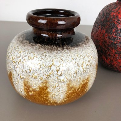 Multi-Colored Fat Lava Ceramic Vases from Scheurich, Germany, 1970s, Set of 3-QZ-1052965