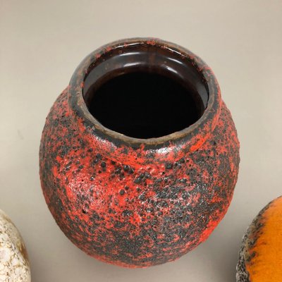 Multi-Colored Fat Lava Ceramic Vases from Scheurich, Germany, 1970s, Set of 3-QZ-1052965