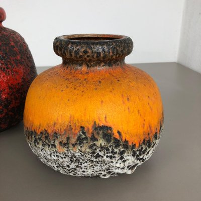 Multi-Colored Fat Lava Ceramic Vases from Scheurich, Germany, 1970s, Set of 3-QZ-1052965