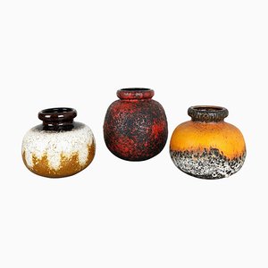 Multi-Colored Fat Lava Ceramic Vases from Scheurich, Germany, 1970s, Set of 3-QZ-1052965