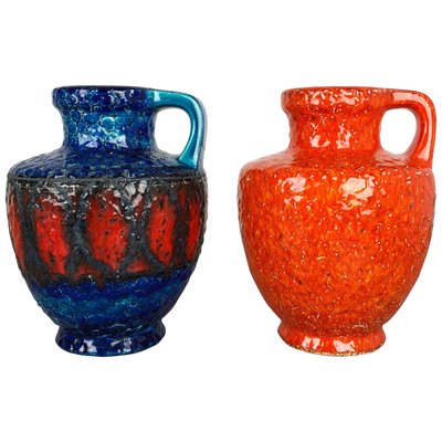 Multi-Colored Fat Lava Op Art Pottery Vase from Bay Ceramics, Germany, Set of 2-QZ-1151860