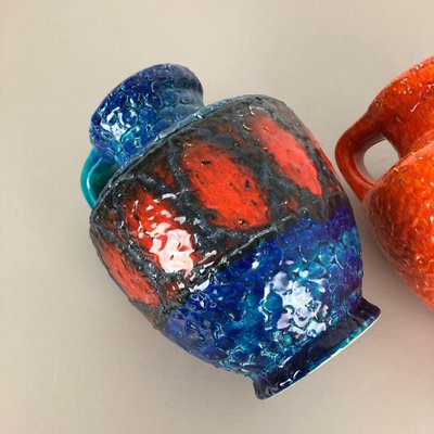 Multi-Colored Fat Lava Op Art Pottery Vase from Bay Ceramics, Germany, Set of 2-QZ-1151860