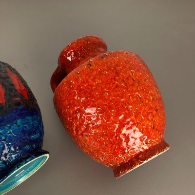 Multi-Colored Fat Lava Op Art Pottery Vase from Bay Ceramics, Germany, Set of 2-QZ-1151860